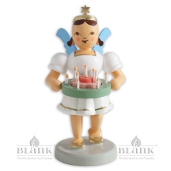 EKF 084 Angel with Short Pleated Skirt and Holiday Wreath, coloured
