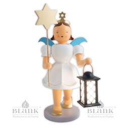 EKFG 047 E Angel with Short Pleated Skirt and Lantern/Star, electric, 50 cm, coloured