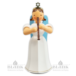 ELFM 046 Angel with Long Pleated Robe and Recorder, 22 cm, coloured