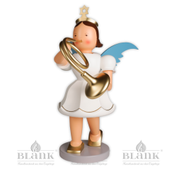 EKFG 015 Angel with Short Pleated Skirt and French Horn, 50 cm, coloured