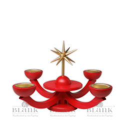 LEF 053T Adventsleuchter mit Teelichthalter, ohne Engel, rot