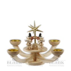 LE 052T Adventsleuchter mit Teelichthalter und vier stehenden Engeln