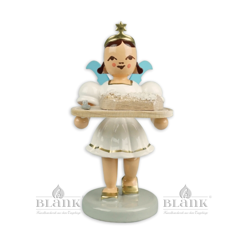 EKF-MF 017 Angel with Short Pleated Skirt and Christmas Stollen, coloured