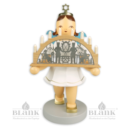 EKFM 078 E Angel with Short Pleated Skirt and Candle Arch, electric, 22 cm, coloured