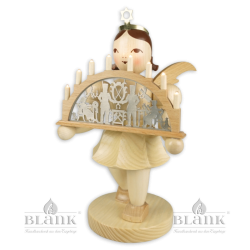 Angel with Short Pleated Skirt and Candle Arch, electric, 22 cm