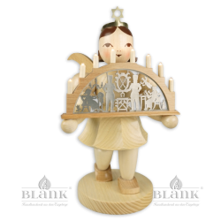 Angel with Short Pleated Skirt and Candle Arch, electric, 22 cm