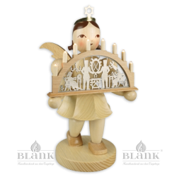 Angel with Short Pleated Skirt and Candle Arch, electric, 22 cm