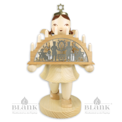 EKM 078 E Angel with Short Pleated Skirt and Candle Arch, electric, 22 cm