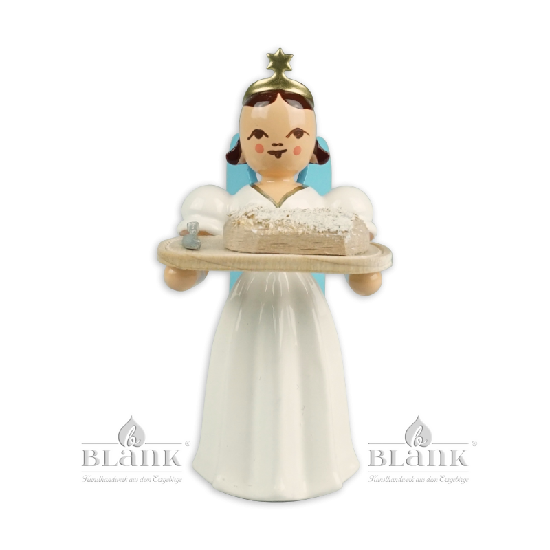 ELF-MF 017 Angel with Long Pleated Robe and Christmas Stollen, coloured