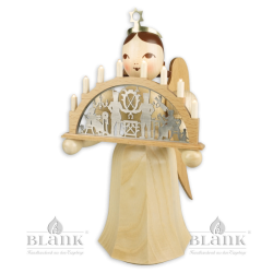 Angel with Long Pleated Robe and Candle Arch, electric, 22 cm