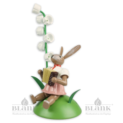 Easter Bunny with Lily of the Valey and Accordion, sitting