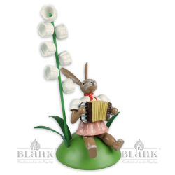 OHS 001 Easter Bunny with Lily of the Valey and Accordion, sitting