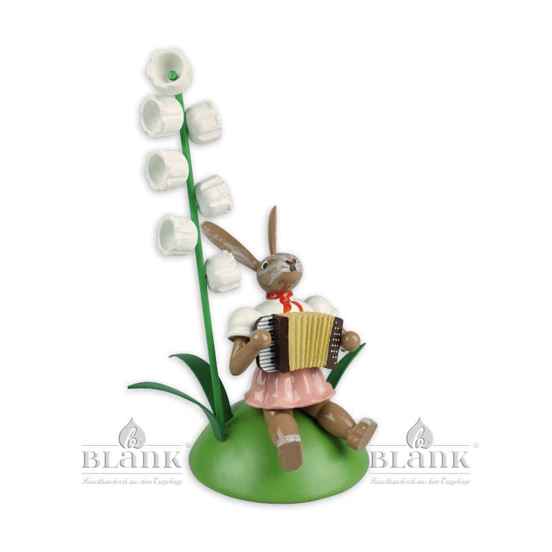 OHS 001 Easter Bunny with Lily of the Valey and Accordion, sitting