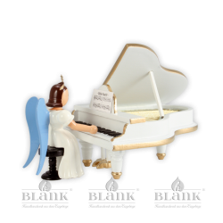 Angel with long robe at a white grand piano