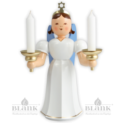 Angel with long robe and candle holder, colored - 20 cm (7.9 inches)
